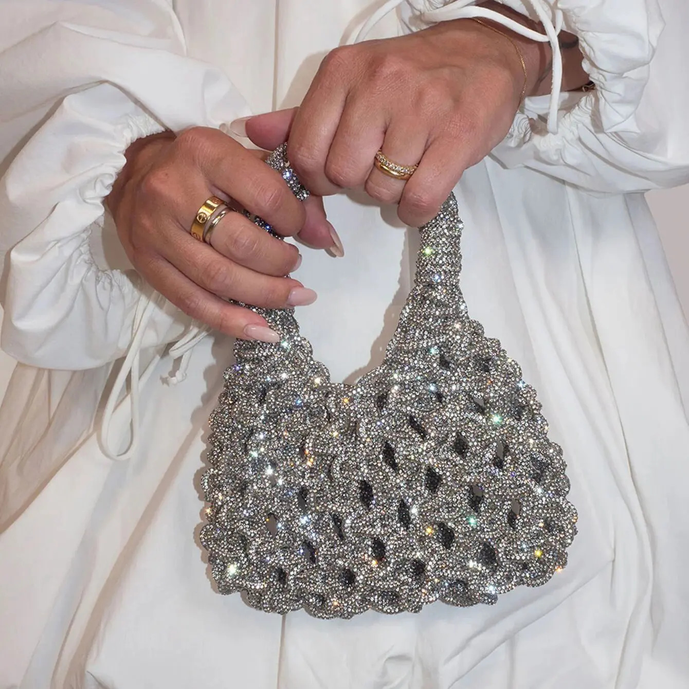 Glitter Shiny Diamond Clutch Purse Women Handbag Handmade Circular Bag Wedding Party Banquet Bag Fashion Evening Bag 260924 - view 4