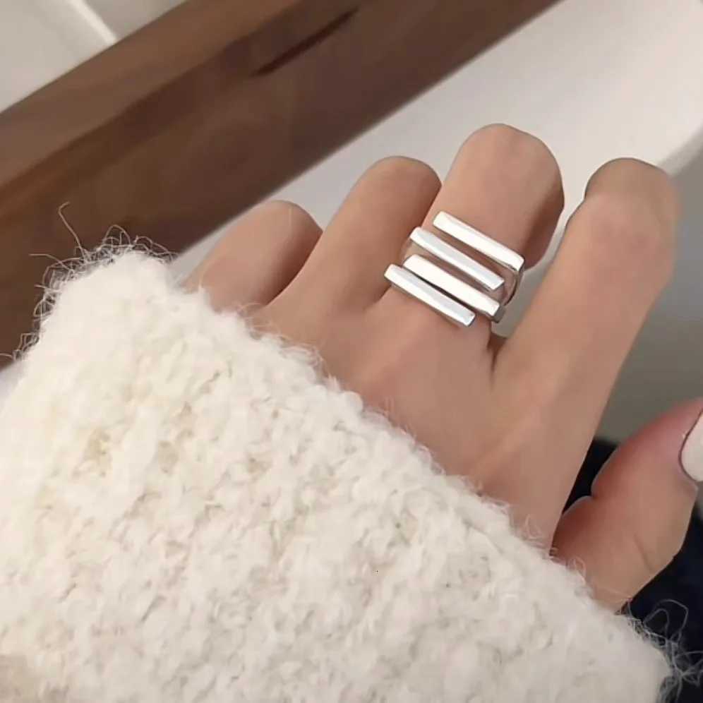 925 BF CLUB Band Rings Sterling Rings for Women Simple Geometric Handmade Irregular Retro Ring Gold Zircon Allergy For Birthday Gift N260924 - view 3