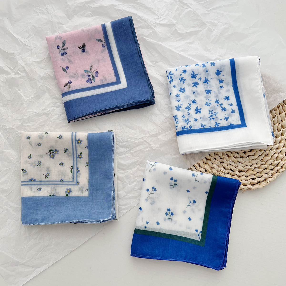 Artistic small square spring summer silk for women, versatile Korean-style stylish headscarf, thin fashion decorative hairband, neck scarf, and scarf - view 5