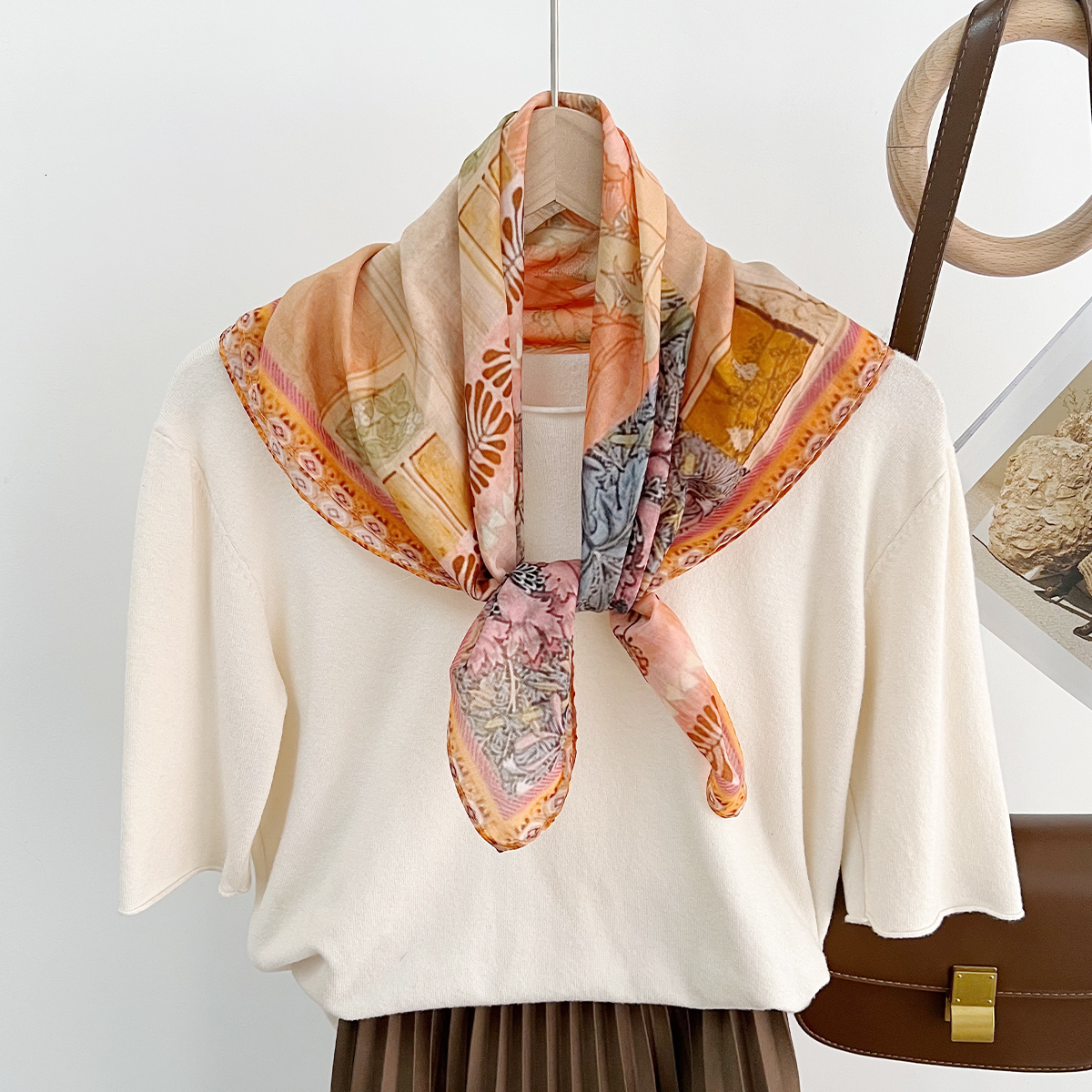 Artistic Fashion Blend Mulberry Silk Small Summer Versatile Multi-functional Decorative Hairband High-end Scarf - view 4