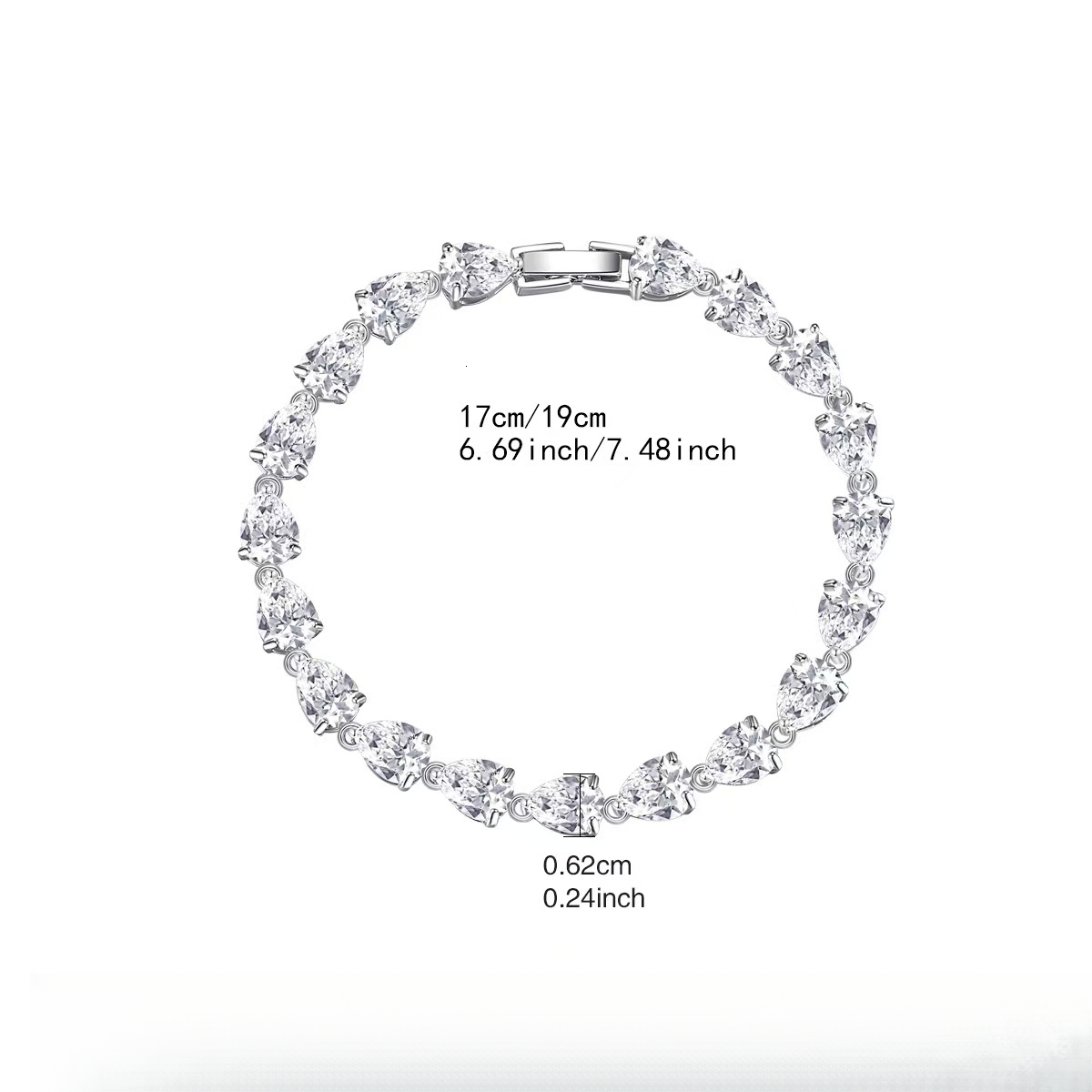 925 Sterling Silver Moissanite Tennis Bracelet Pear Cut Teardrop Stone Chain Bracelet Fine Jewelry For Women Wedding Party - view 6