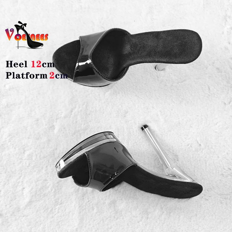 Thin High Heels Slippers Women Summer Elegant Shoes Fashion Anti Slip Transparent Sandals 12CM Sexy Leather Slides Plus Size 43 260924 - view 7