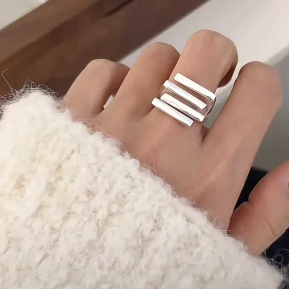 925 BF CLUB Band Rings Sterling Rings for Women Simple Geometric Handmade Irregular Retro Ring Gold Zircon Allergy For Birthday Gift N260924