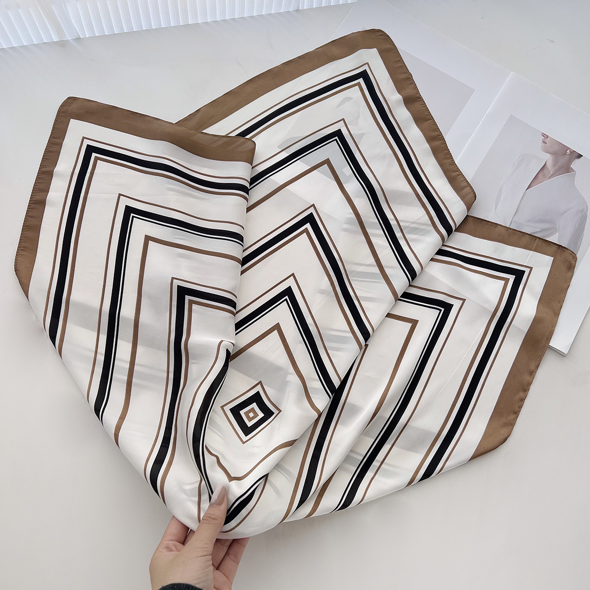 70cm small square scarf, new stylish silk scarf spring summer, perfect pairing with shirts, T-shirts, shawl, or as a decorative accessory for bags and - view 5