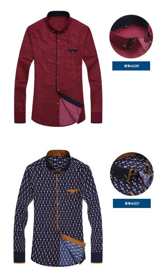 Floral Button Down Men Shirt Brand 2024 Male High Quality Long Sleeve Casual Slim Fit Black Man Clothes Dress Shirts - view 7
