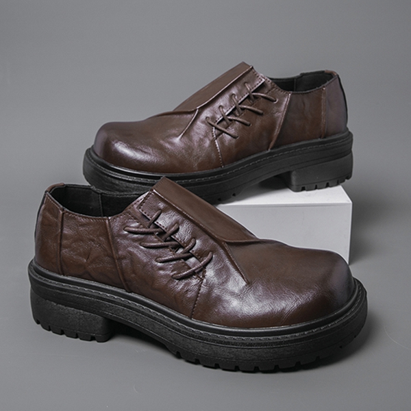 Four season side lace up thick soled big toe leather shoes, fashionable formal wear, business casual shoes, plus size office men's shoes 14561 - view 6