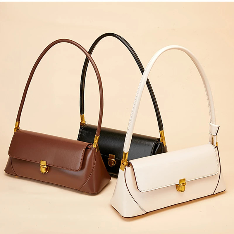 HIFASHION Genuine Leather Underarm Bag Women Vintage Brown Cowhide Lock Flap Shoulder Bag Daily Work Commuter Handbags 260924 - view 6