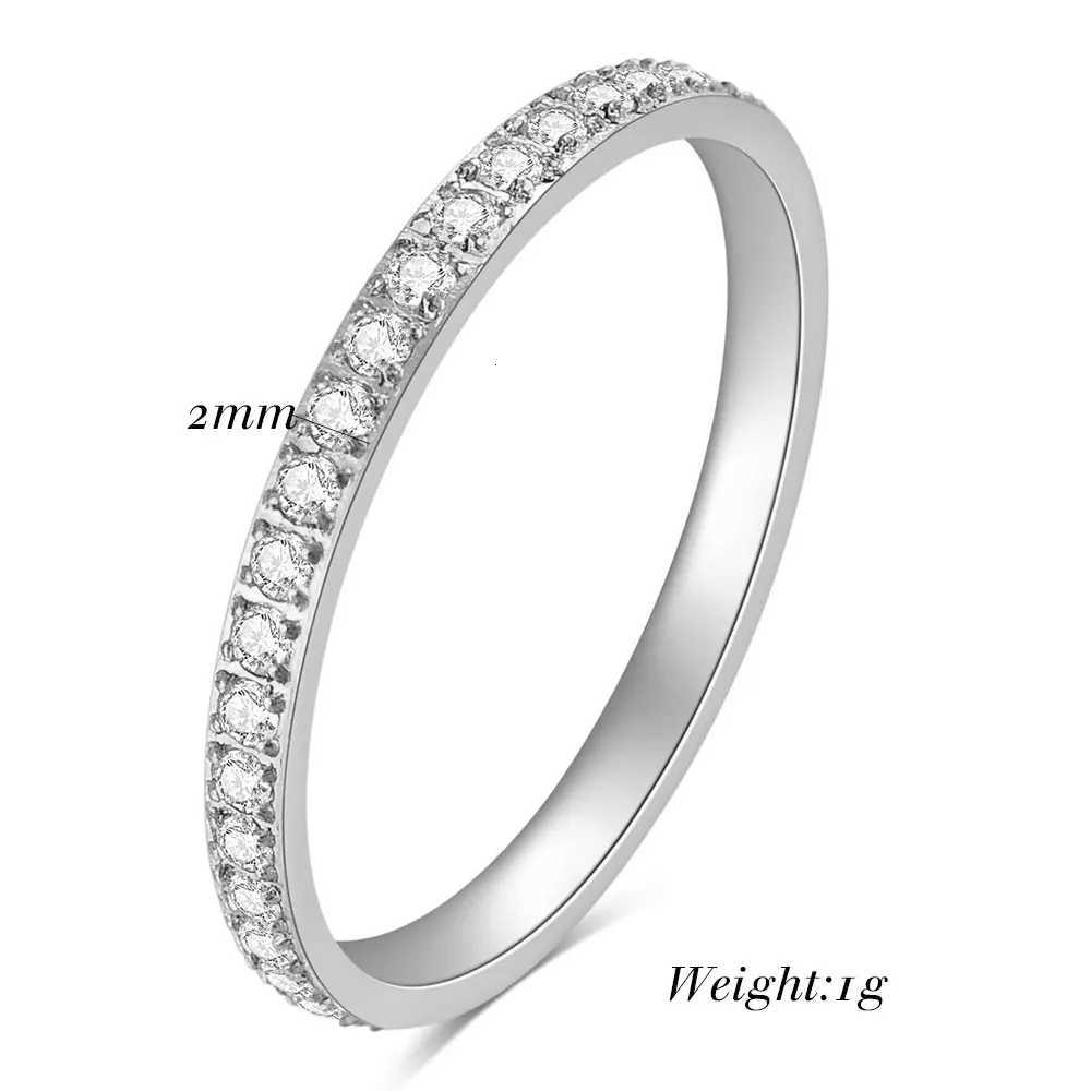 CZ Band Rings Full Small Zircon Channel Setting Stainless Steel Engagement Rings for Women N260924 - view 5
