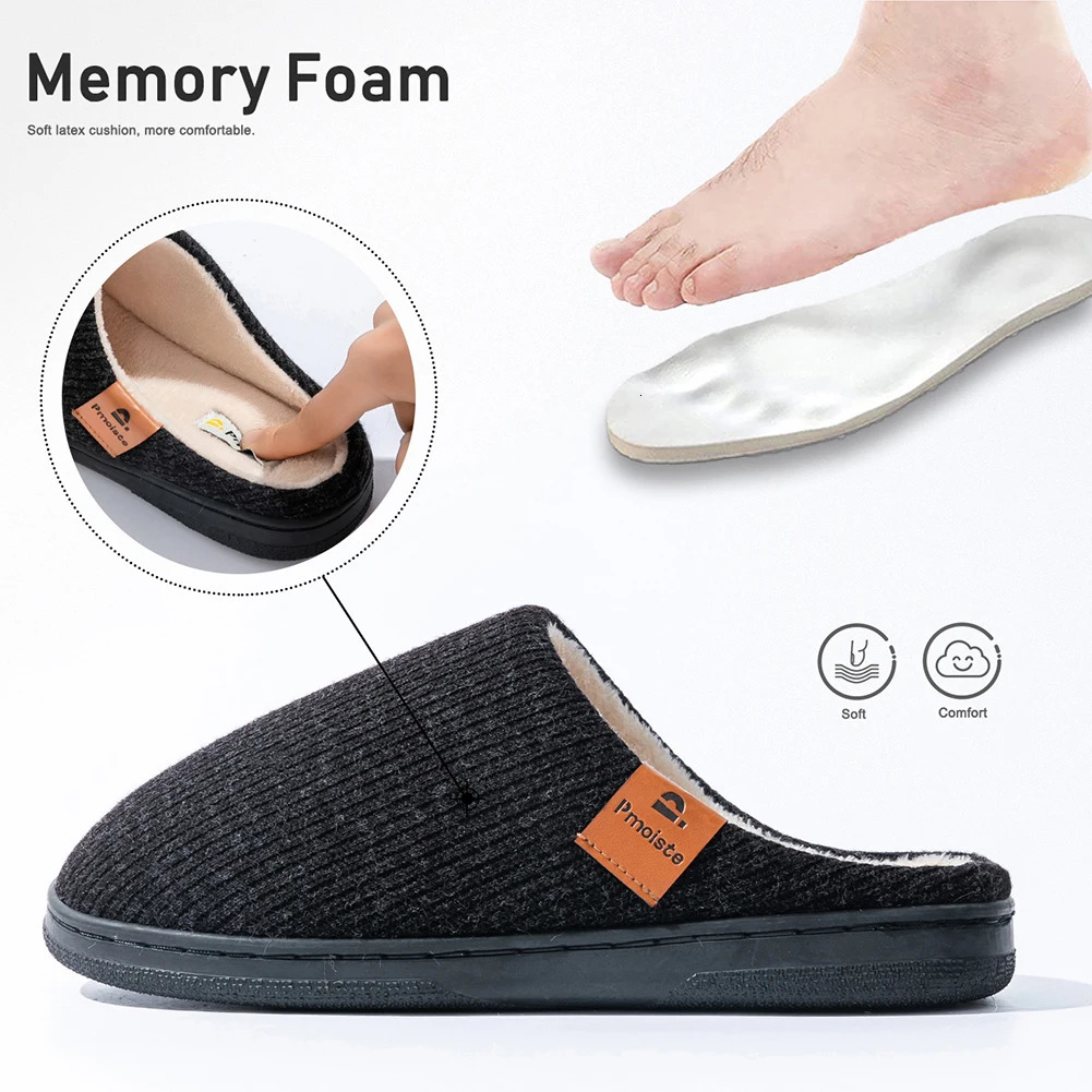 Winter men's slippers memory cotton shoe pad TPR large sole flat bottom anti slip warm and comfortable indoor knitted shoes 260918 - view 3