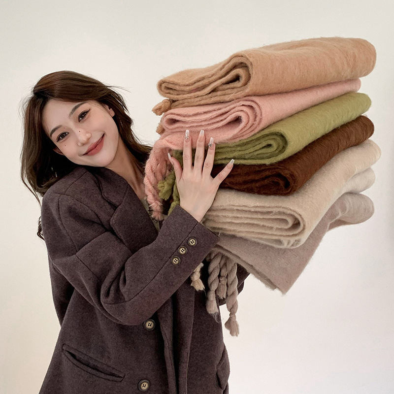 Clearance Zhao Liying Same Autumn Winter Warm Soft Solid Color Scarf Korean Version Ins Style Braided Loop Shawl Neck Warmer - view 4