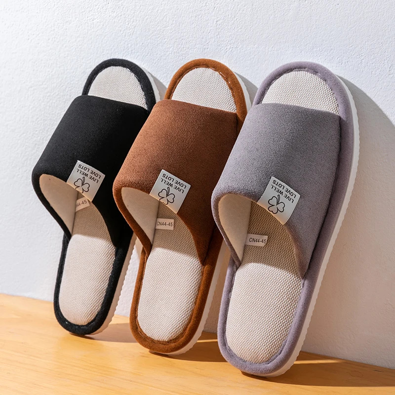 Men's Spring Summer Breathable Slippers Non-Slip Indoor House Shoes Couples Soft Sole Open-Toe Slippers for All Seasons Home Use 260918 - view 5