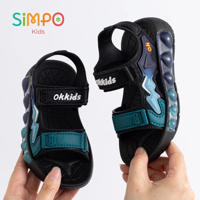 1 Pair Sport Sandals For Boys And Girls Summer Outdoor Soft Bottom Breathable Lightweight Casual Beach Shoes With Hook Loop 260923 - view 5