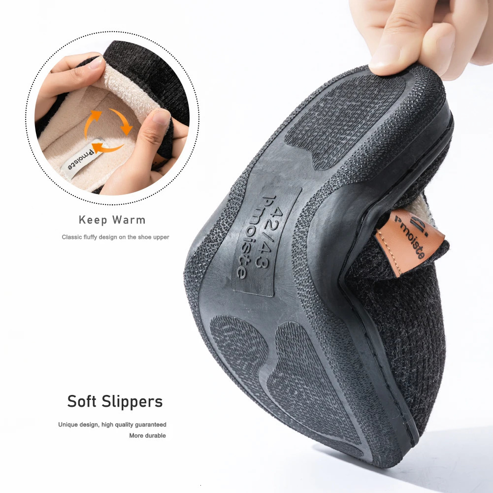 Winter men's slippers memory cotton shoe pad TPR large sole flat bottom anti slip warm and comfortable indoor knitted shoes 260918 - view 5
