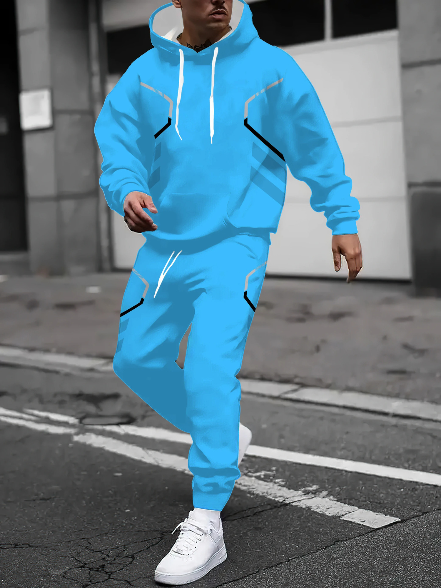 The mens hoodie set for Spring and Autumn features a casual fashionable soft and comfortable 3D pattern print 260924 - view 6
