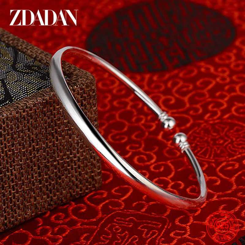 Sier Bangle Sterling ZDADAN 925 Round Open Cuff Bracelet For Wen Charm Jewelry Gift N260924