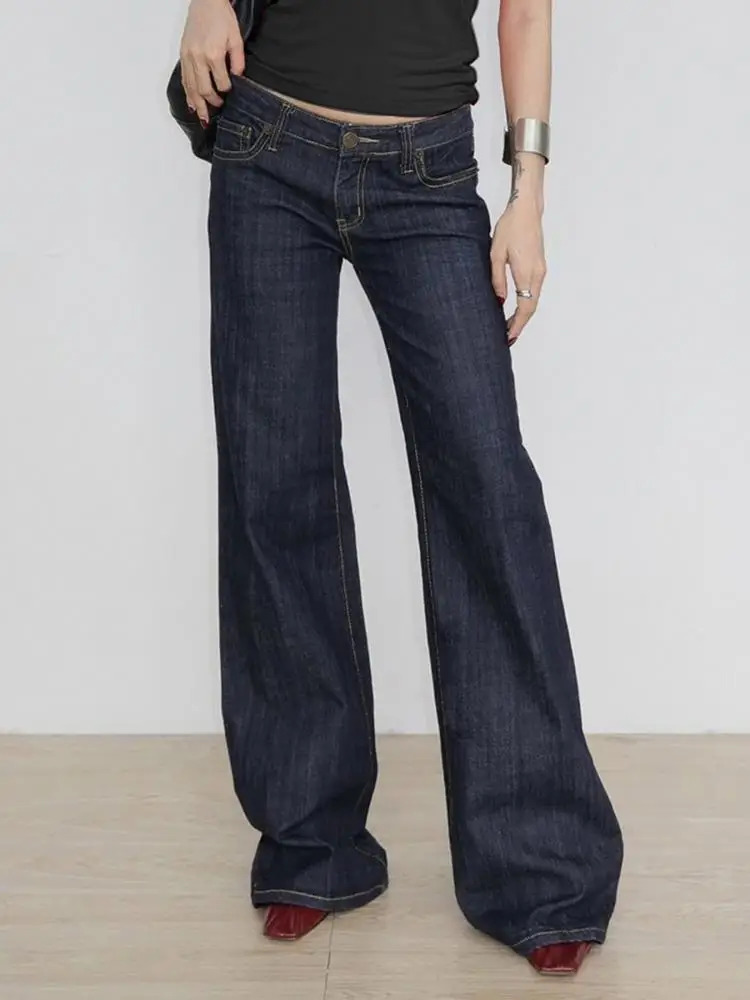 Women's Slim Fit Flared Jeans Y2K Vintage Low Rise Stretch Denim Pants with Embroidery Distressed Style for Everyday Outfits 260922 - view 4