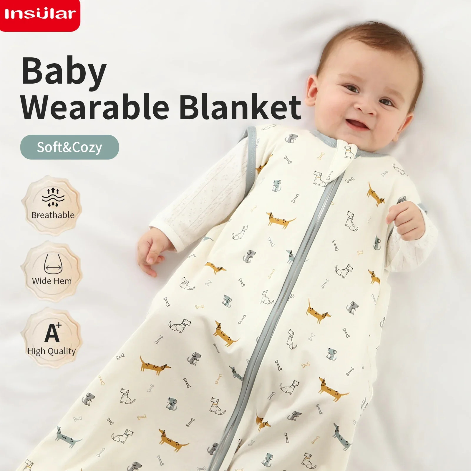 Baby Sleeping Bag born Baby Anti-shock Sleeping Bag Pajamas Baby Pajamas Light Zipper Crawling Suit Anti-kick Cartoon Animal 260920