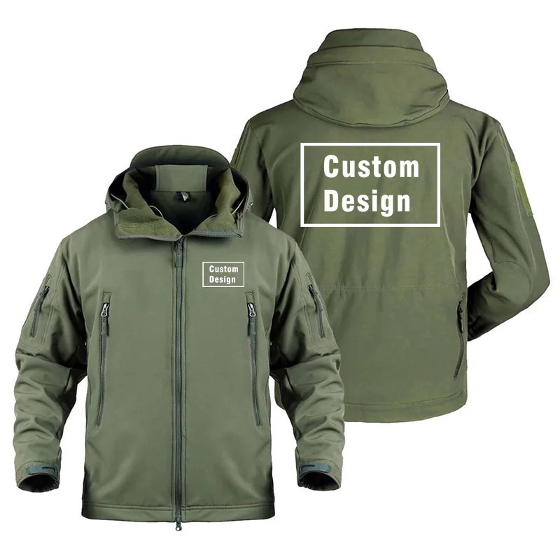 Custom n Support Customization Diy Multiple Pockets Fleece Warm SoftShell Jackets for Men Military Outdoor Man Coat 260923 - view 4