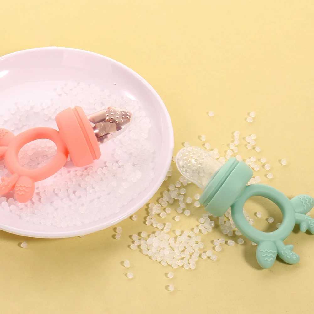 Feeding Other Baby BPA Free Baby Fruit Food Feeder with Dust Cover Deer Silicone Teething Nibbler 3 Colors Toddler Vegetable Feeding Pacifier Teether  - view 7