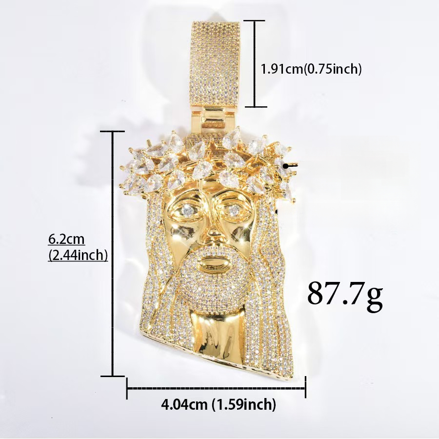 Iced Out Moissanite Jesus Face Pendant Crown Headpiece Hip Hop Charm Pendant Fine Jewelry For Men Necklace Gift - view 5