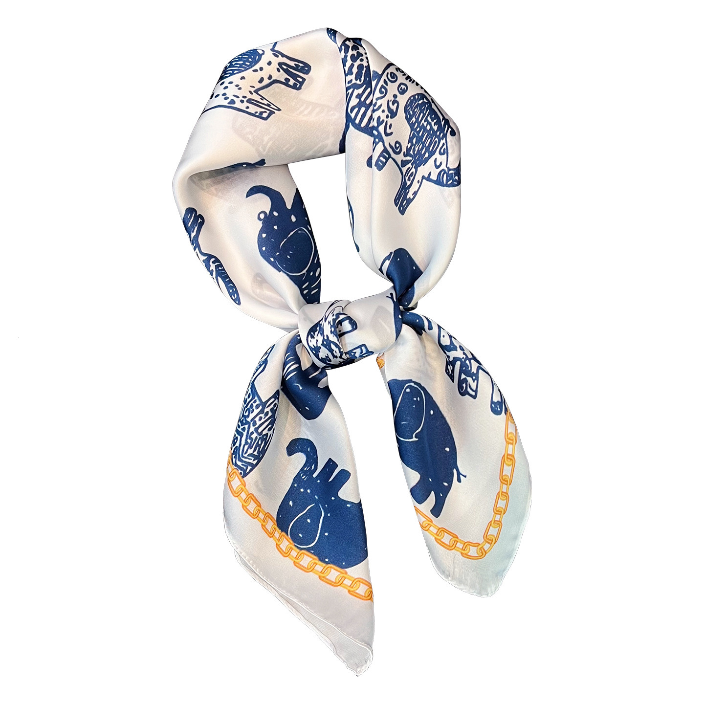 European American style animal print small square scarf women, a versatile red accessory summer, perfect for tying around the neck, adding an elegant  - view 6