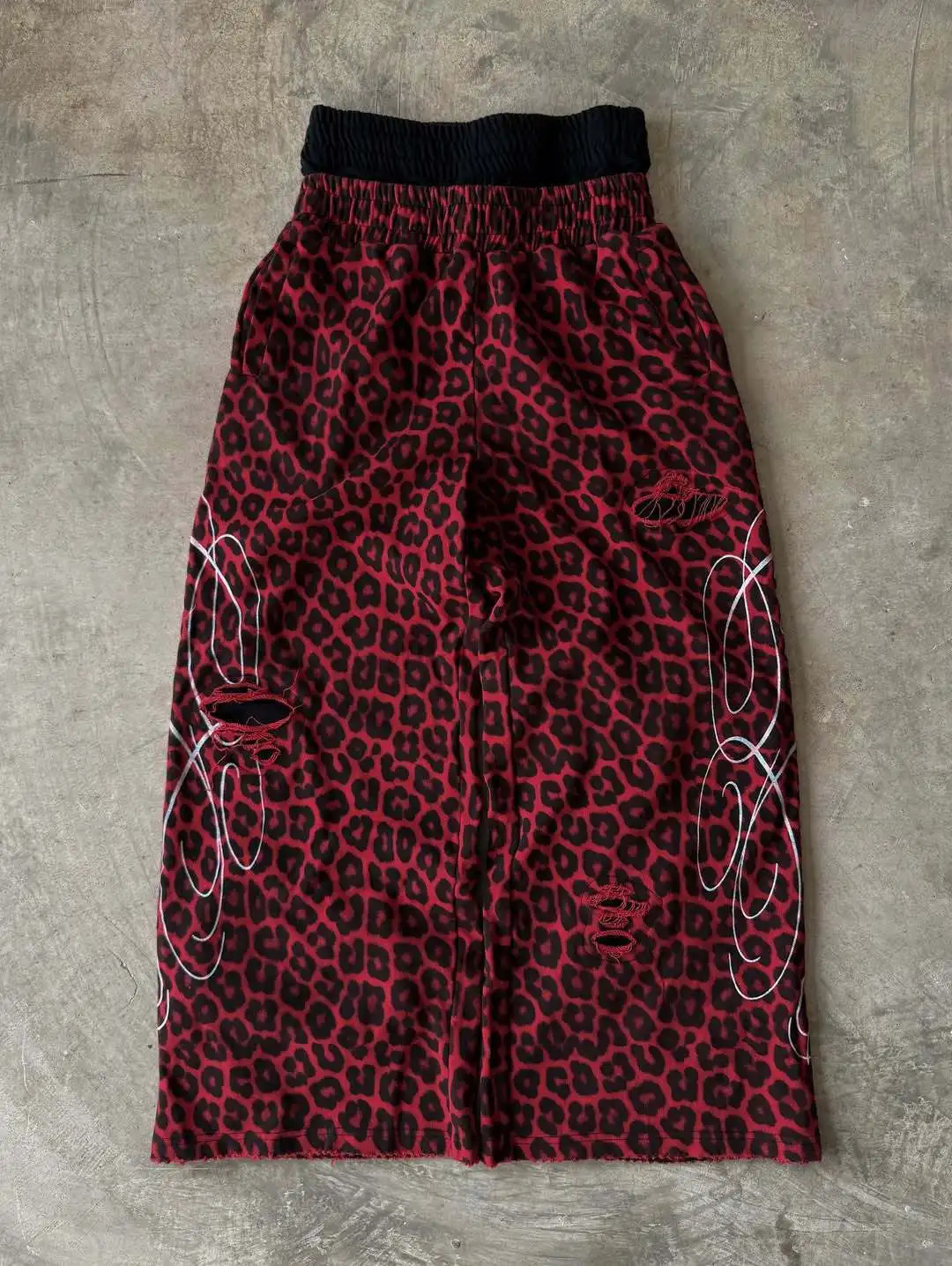 Retro Loose Y2K American Leopard Print Casual Pants Stretch Retro Punk Embroidered Rope Sweatpants Jogging Mens Straight Pants 260922 - view 3