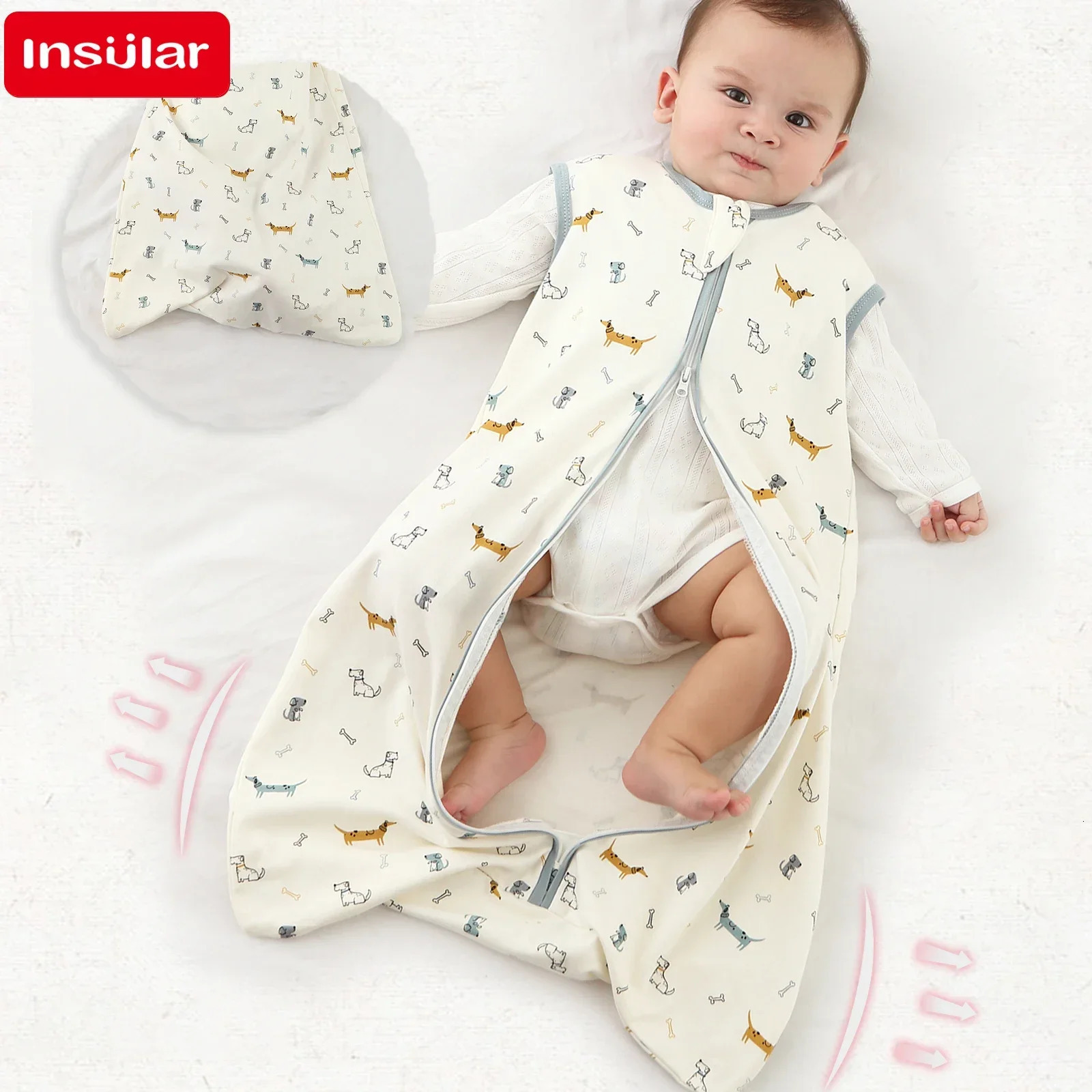 Baby Sleeping Bag born Baby Anti-shock Sleeping Bag Pajamas Baby Pajamas Light Zipper Crawling Suit Anti-kick Cartoon Animal 260920 - view 5