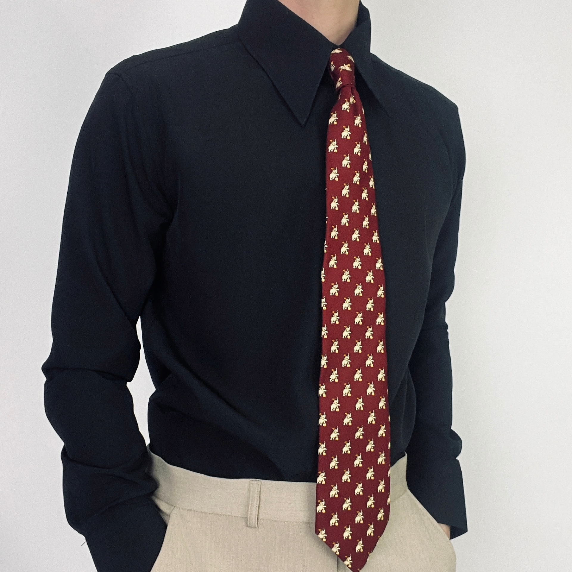 2025 New High Quality Spread Collar Men's Shirt Wrinkle-Free Long Sleeve Slim Fit Business Casual Vintage Office Wear Men Shirts - view 3