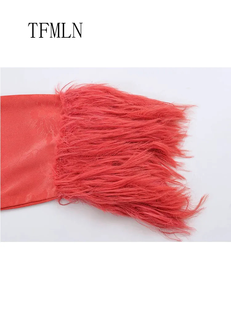 2026 Autumn Sweet Feather Full Sleeve Blouses For Women Fashion Causal Vneck High Street Tops Vintage Loose Solid Shirts 260924 - view 6