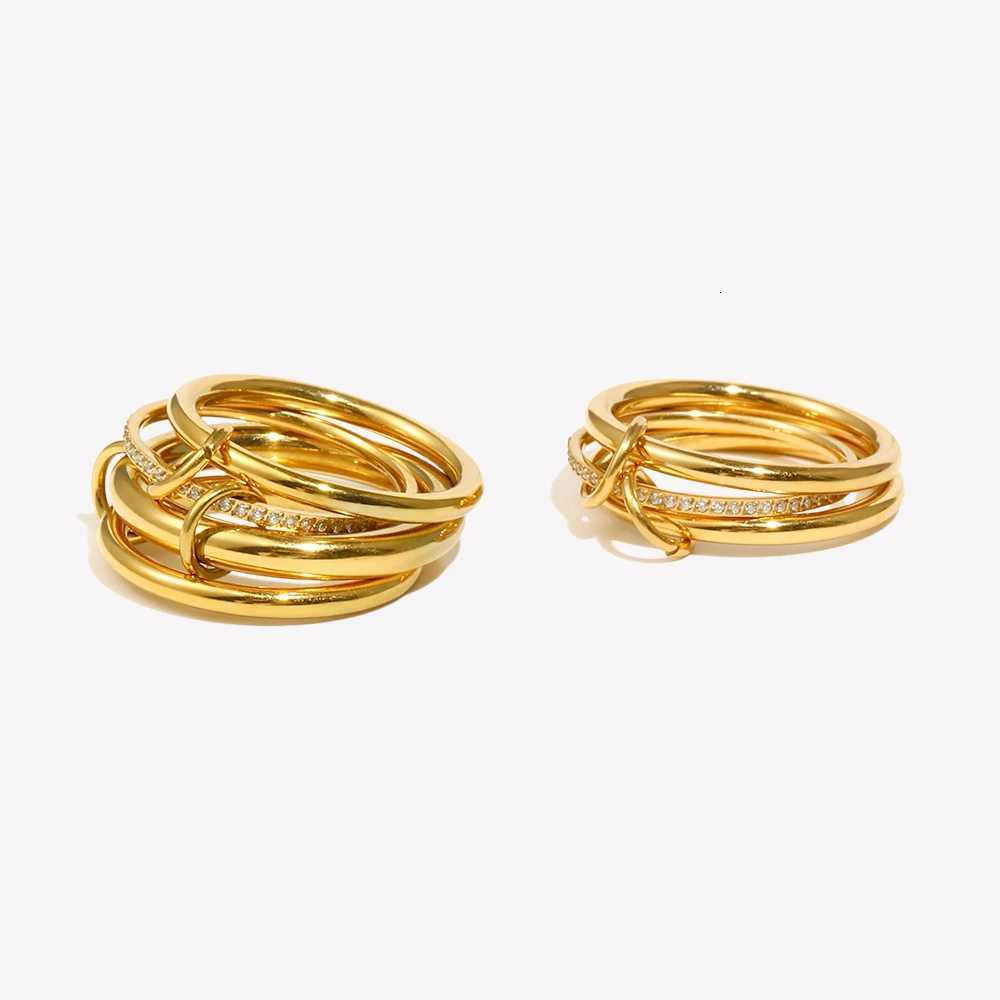 Rings E.B.belle Three/Four Layers Band Rhinestone Non Fixed Ring Waterproof Stainless Steel Fashion Jewelry For Women Girls Charm GIfts N260924 - view 4