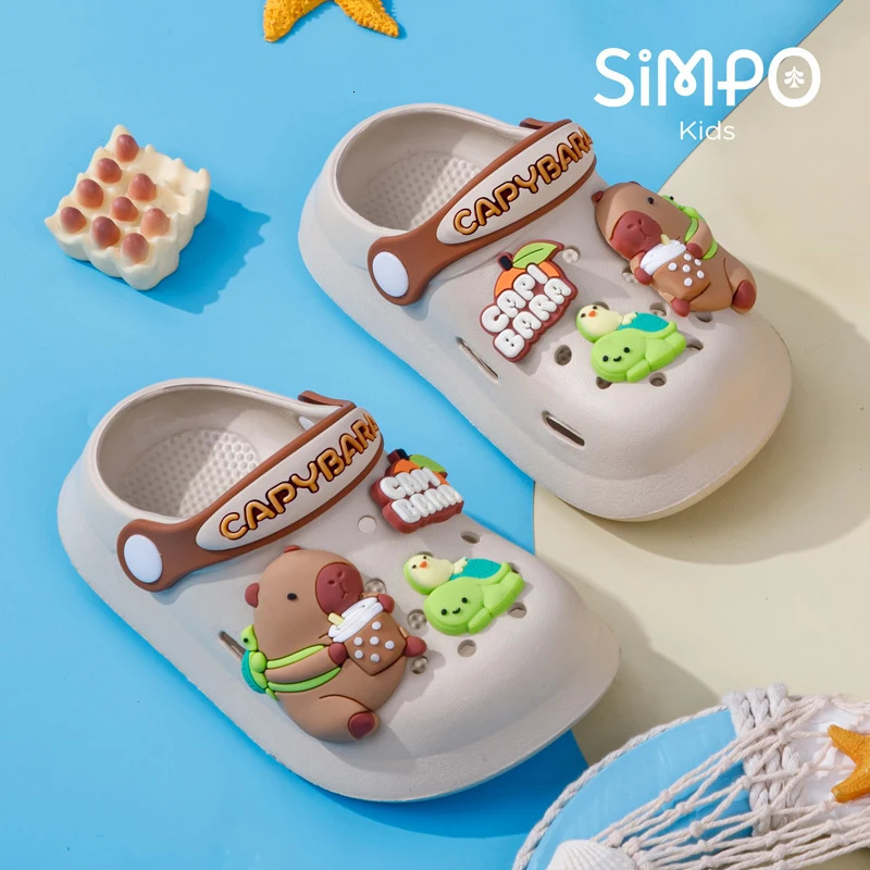 Summer Kids' Garden Clogs Shoes Boys Girls Beach Sandal Kids Lightweight Breathable Cute Capybara Slip On Baby Slippers 260923