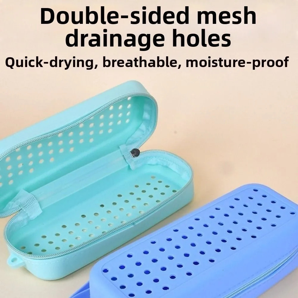 Portable Silicone Swim Goggle Case Breathable Perforated Eyeglasses Storage Bag Durable Swimming Goggles Protection Travel Use 260922 - view 5