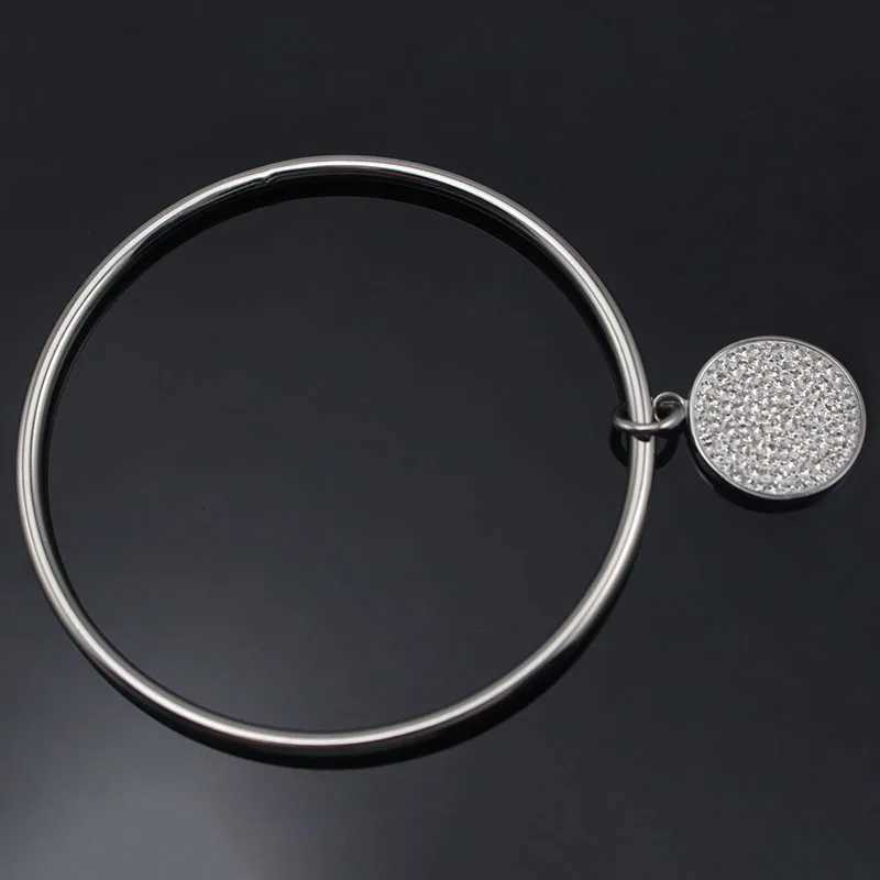 with Pendant Bangle All Round Crystal Cuff Bangles Metal 70/65/60mm inside of diameter Bracelets Arm Open Bangles for Wen Men N260924 - view 7