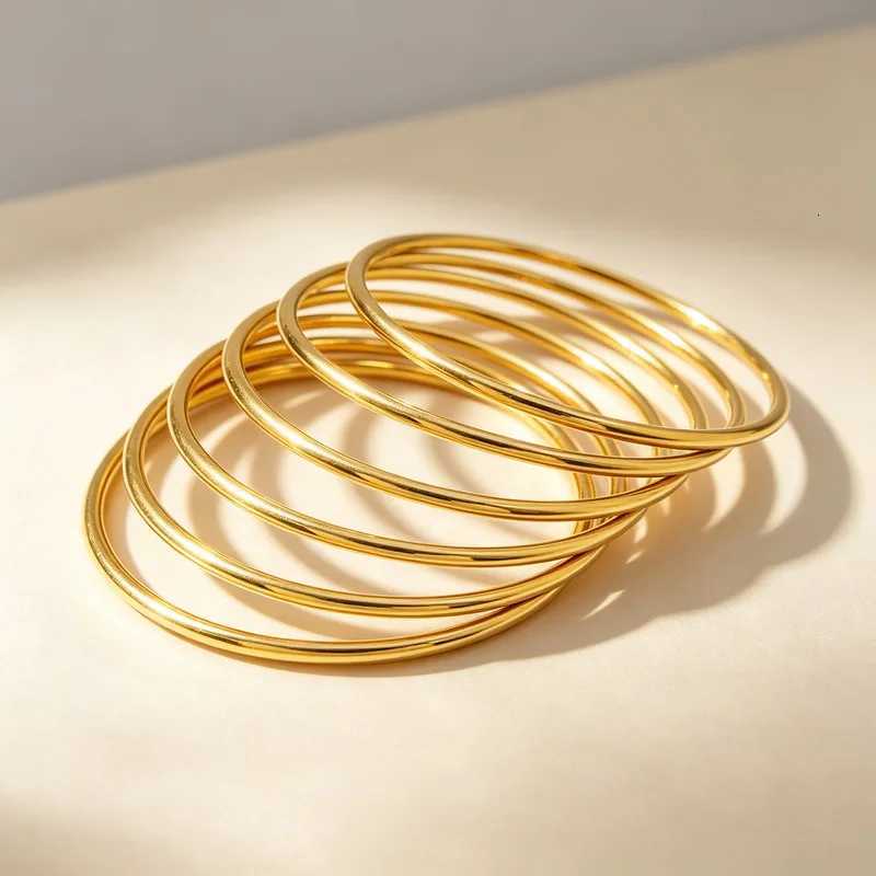 Bangle Bangle Minimst Stackable Gold 7pcs Set Stainl Steel Thin Wire Round Bangle Wen Wedding Party Statement Jewelry Wholes N260924 - view 4
