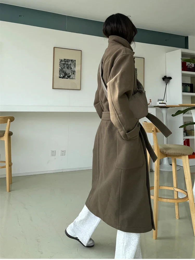 Mauroicardi Autumn Winter Oversized Long Thick Soft Warm Black Wool Blends Coat Men y ner Clothes Woolen Overcoat 260920 - view 7