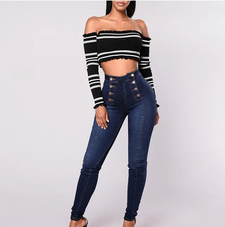 Denim Pencil Pants Women Vintage Jeans High Waist Washed Double Breasted Pockets Basics Ankle Length Trousers Streetwear 260922 - view 5