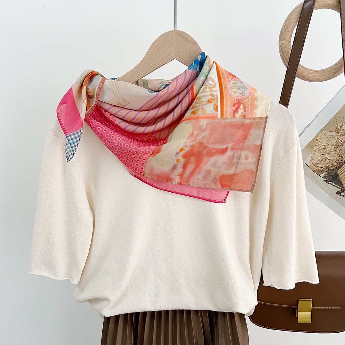 Artistic Fashion Blend Mulberry Silk Small Summer Versatile Multi-functional Decorative Hairband High-end Scarf - view 5