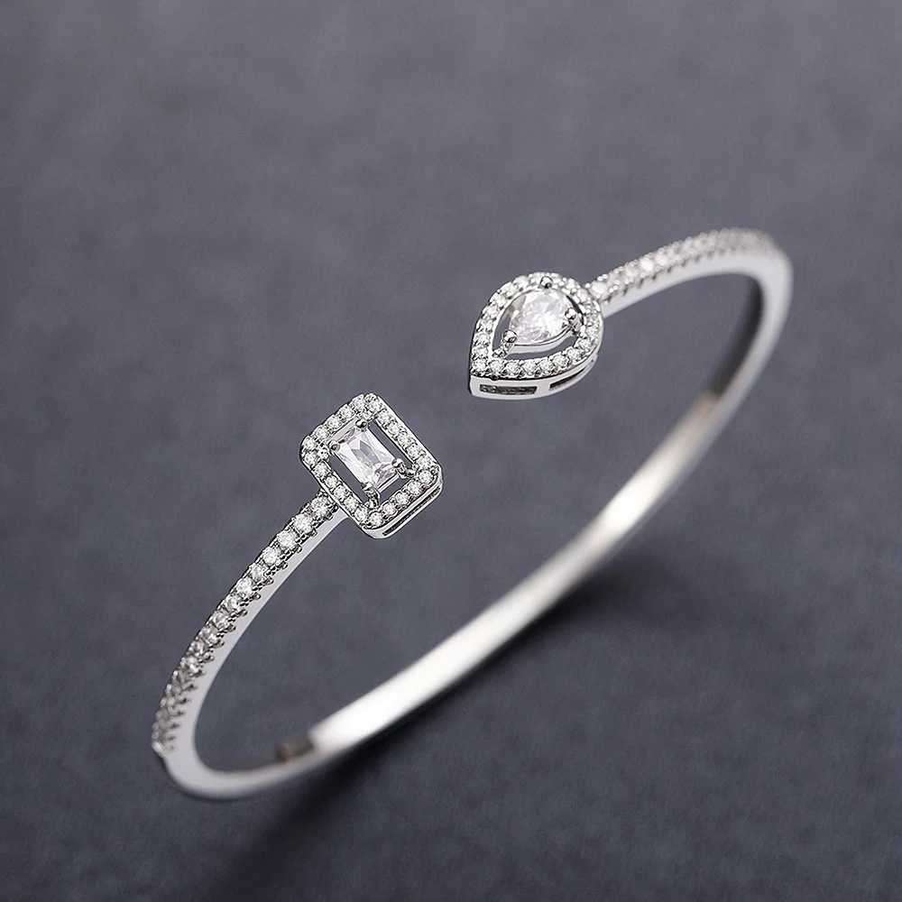 Wen's Tren Luxury Bangle Huitan Cuff Bracelet with Brilliant Cubic Zirconia Green/Crystal/e Sier Color/Gold Color 20 Jewelry N260924