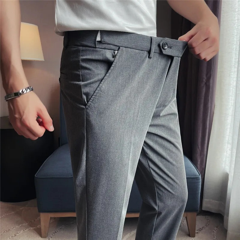 Men Suit Pants Elastic Waist Thin Elastic Slim Fit Formal Dress Pants Solid Casual Trousers Pantalon Homme Wedding Men Clothing 260922 - view 4