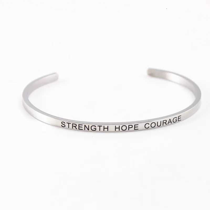 Stainl Bangle 316L Steel Elegant Cuff Bar Bangle GRATITUDE Bangles For Wen Brand Designer Jewelry Christmas New Year Gift N260924 - view 6