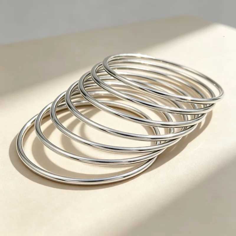Bangle Bangle Minimst Stackable Gold 7pcs Set Stainl Steel Thin Wire Round Bangle Wen Wedding Party Statement Jewelry Wholes N260924 - view 5