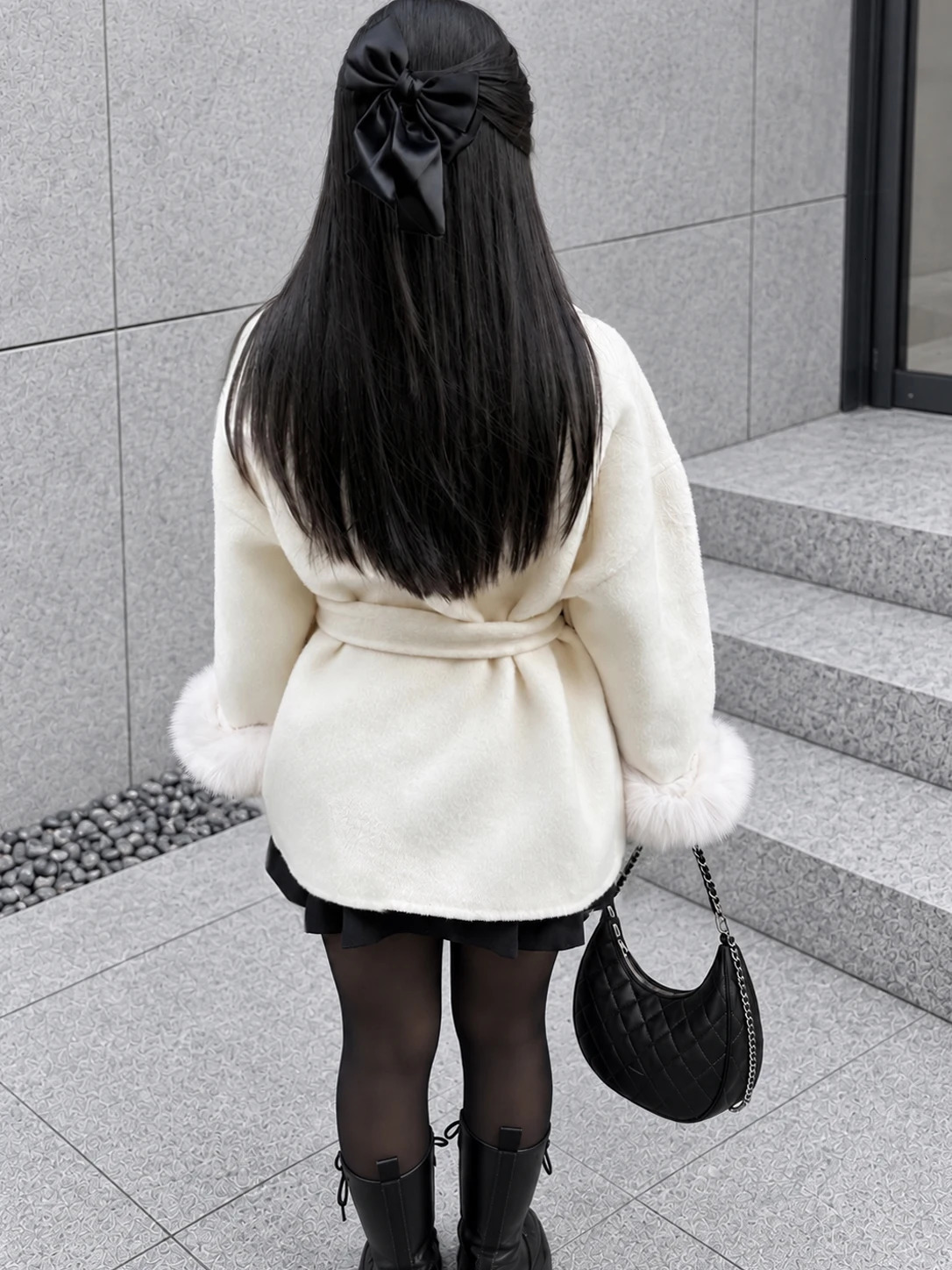 Tossy Fox Fur Wool Overcoat Womens Short Coat Office Lady Elegant Doublesided Woolen Coat Cardigan Jackets Loose Wool 260922 - view 5