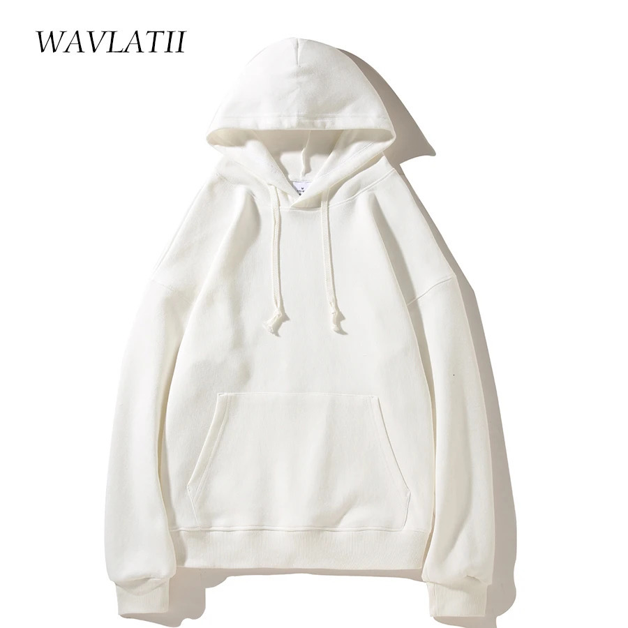 WAVLATII Women White Hoodie Female Oversized Casual Pique Fabric Hoody Lady Light Green Hooded Tops for Spring Autumn WH2395 260924 - view 3