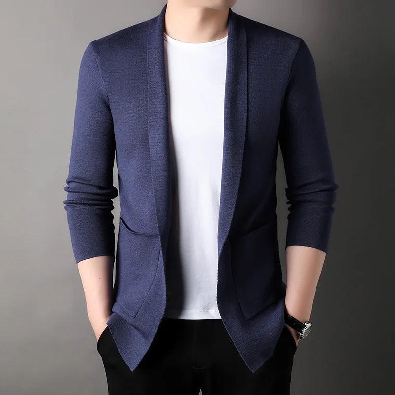 Autum Winter Fashion Knit Mens Oversized Cardigan Sweater Knitting Casual Korean Coats Jacket Men Clothes 260920 - view 5