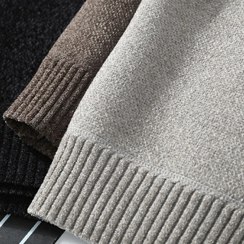 Lightweight Fleece Lined Thickened Sweater Men's Long Sleeve Knit Pullover Sweater Autumn Winter Thermal Warm Classic Sweater 260920 - view 6