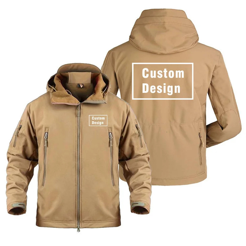 Custom n Support Customization Diy Multiple Pockets Fleece Warm SoftShell Jackets for Men Military Outdoor Man Coat 260923 - view 5