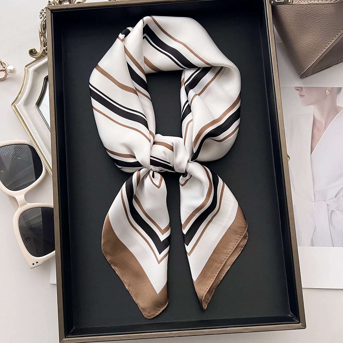 70cm small square scarf, new stylish silk scarf spring summer, perfect pairing with shirts, T-shirts, shawl, or as a decorative accessory for bags and