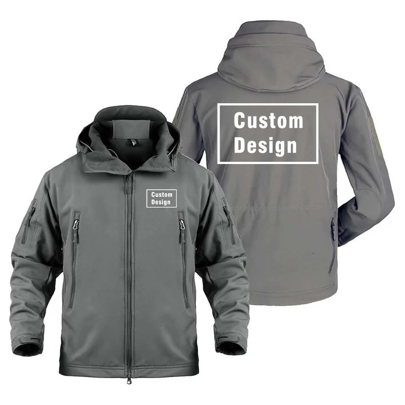 Custom n Support Customization Diy Multiple Pockets Fleece Warm SoftShell Jackets for Men Military Outdoor Man Coat 260923 - view 3