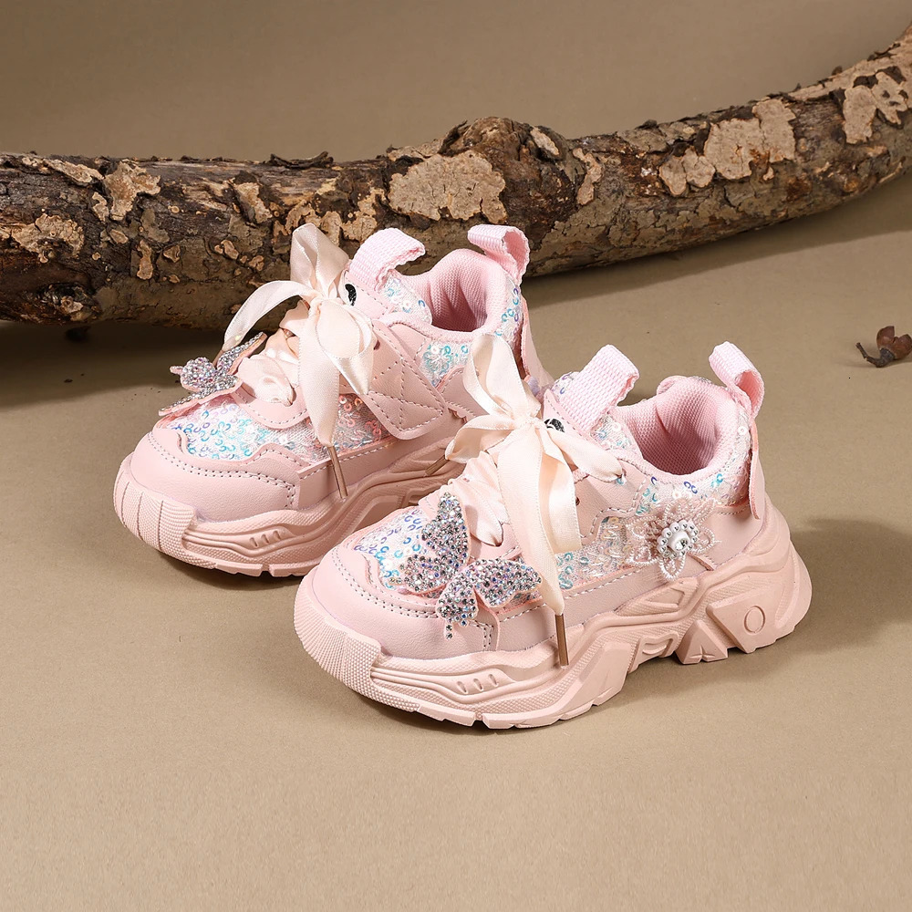 Children Shoes Spring Toddler Girls Sport Shoes Bling Soft Sole Breathable Outdoor Tennis Fashion Kids Sneakers 260920 - view 4