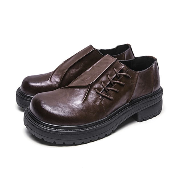Four season side lace up thick soled big toe leather shoes, fashionable formal wear, business casual shoes, plus size office men's shoes 14561 - view 3